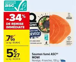 Carrefour MOWI Saumon fumé ASC offre