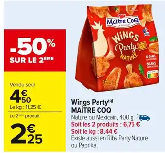Carrefour MAÎTRE COQ Wings Party offre