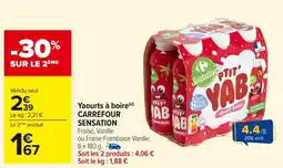 Carrefour CARREFOUR SENSATION Yaourts à boire offre