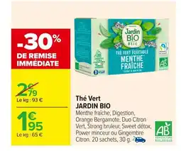 Carrefour JARDIN BIO Thé Vert offre