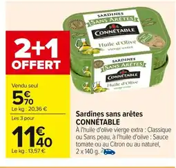 Carrefour CONNÉTABLE Sardines sans arêtes offre