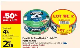 Carrefour PETIT NAVIRE Emietté de Thon Mariné offre
