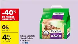 Carrefour CAT' BEST Litière végétale Smart Pellets offre