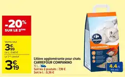 Carrefour CARREFOUR COMPANINO Litière agglomérante pour chats offre