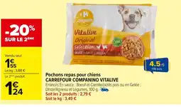 Carrefour CARREFOUR COMPANINO VITALIVE Pochons repas pour chiens offre