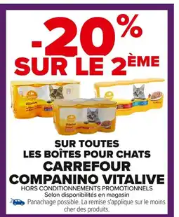 Carrefour CARREFOUR COMPANINO VITALIVE Sur toutes les boîtes pour chats offre