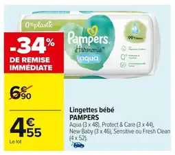 Carrefour PAMPERS Lingettes bébé offre