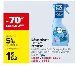 Carrefour FEBREZE Désodorisant Textile offre