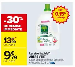 Carrefour ARBRE VERT Lessive liquide offre