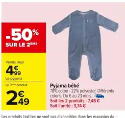 Carrefour Pyjama bébé offre