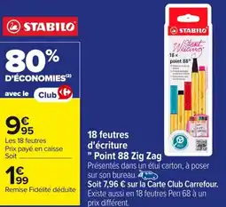 Carrefour STABILO 18 feutres d'écriture offre