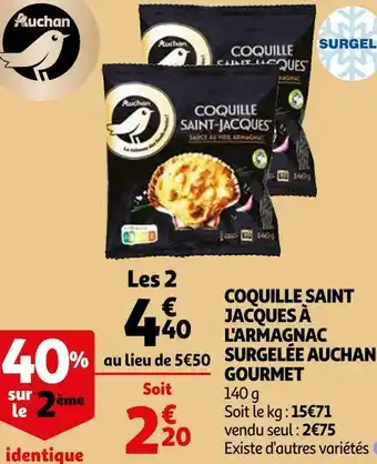 Auchan Auchan coquille saint jacques à l'armagnac surgelée offre