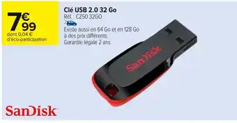 Carrefour SANDISK Clé USB 2.0 32 Go offre