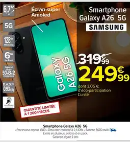 Carrefour SAMSUNG Smartphone Galaxy A26 5G offre
