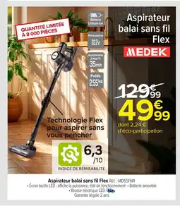 Carrefour MEDEK Aspirateur balai sans fil Flex offre