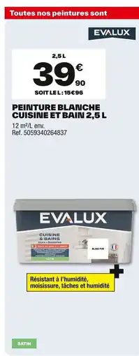 Brico Dépôt EVALUX Peinture blanche cuisine bain offre