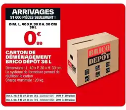 Brico Dépôt Carton de déménagement brico dépôt offre