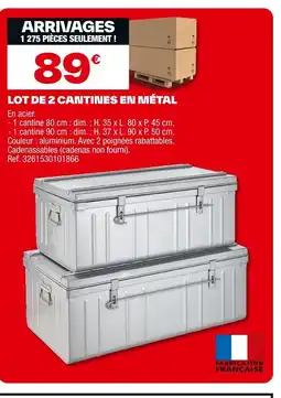 Brico Dépôt Lot de 2 cantines en métal offre