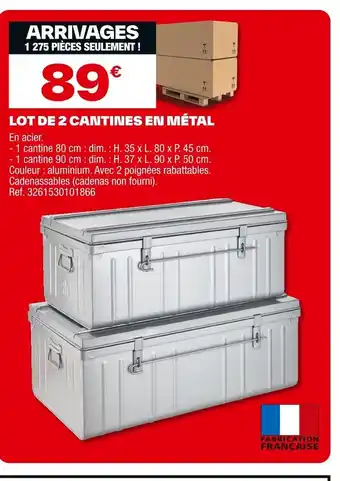 Brico Dépôt Lot de 2 cantines en métal offre