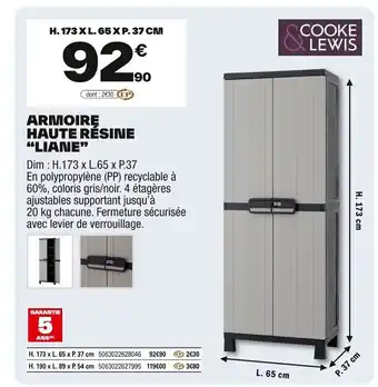 Brico Dépôt Armoire haute resine liane offre