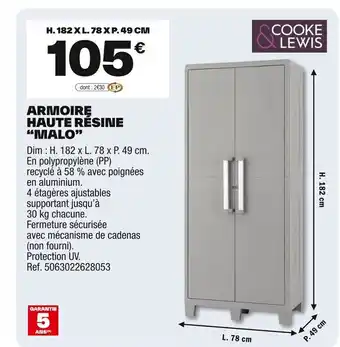 Brico Dépôt Armoire haute resine malo offre