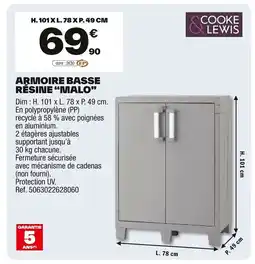 Brico Dépôt Armoire basse résine malo offre