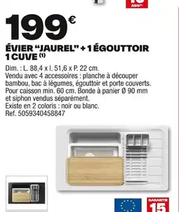 Brico Dépôt Évier jaurel +1 égouttoir 1 cuve offre