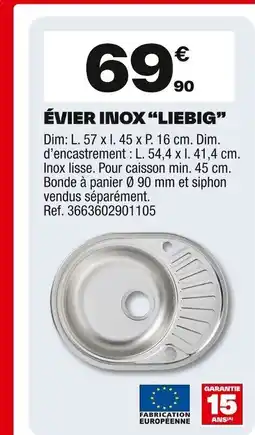 Brico Dépôt Évier inox liebig offre