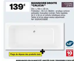 Brico Dépôt Baignoire droite calicia offre