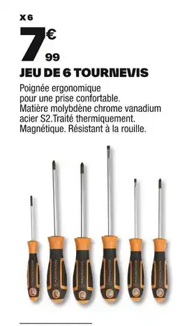 Brico Dépôt Jeu de 6 tournevis offre