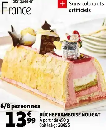 Auchan Bûche framboise nougat offre