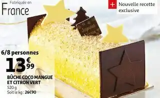 Auchan Bûche coco mangue et citron vert offre