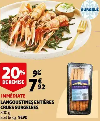 Auchan Langoustines entières crues surgelées offre