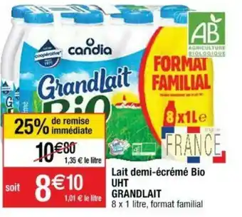 Cora x Carrefour Lait Demi-écrémé Bio offre
