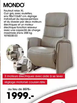 Möbel Martin MONDO Fauteuil relax XL offre