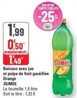 G20 SUMOL Boisson avec jus et pulpe de fruit gazeifiée Orange offre