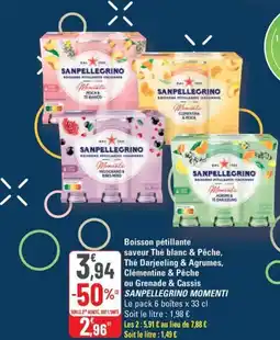 G20 SANPELLEGRINO Boisson pétillante saveur Thé blanc & Pêche, Thé Darjeeling & Agrumes, Clémentine & Pêche ou Grenade & Cassis offre
