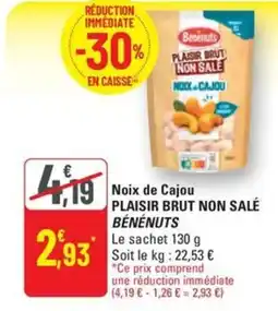 G20 BÉNÉNUTS Noix de cajou plaisir brut non salé offre
