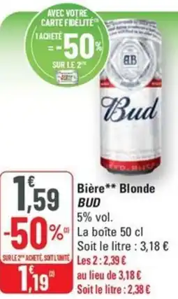 G20 BUD Bière Blonde offre