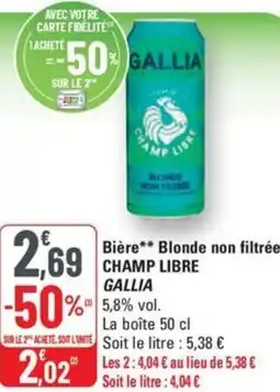 G20 CHAMP LIBRE Bière Blonde non filtrée offre