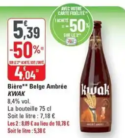 G20 KWAK Bière Belge Ambrée offre