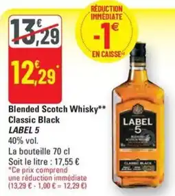 G20 LABEL 5 Blended Scotch Whisky Classic Black offre