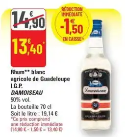 G20 DAMOISEAU Rhum blanc agricole de Guadeloupe I.G.P. offre