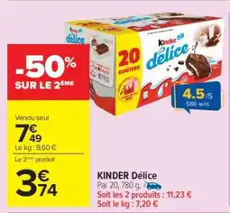 Carrefour KINDER DÉLICE offre