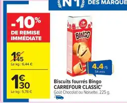 Carrefour Biscuits Fourrés Bingo Carrefour Classic' offre