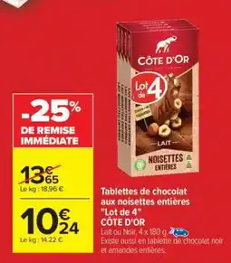Carrefour CÔTE D'OR Lot de 4 offre
