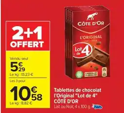 Carrefour Tablettes de chocolat l'Original Lot de 4 CÔTE D'OR offre