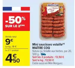 Carrefour Mini saucisses volaille MAITRE COQ offre