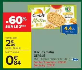 Carrefour Biscuits matin GERBLÉ offre