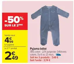 Carrefour Pyjama bébé offre